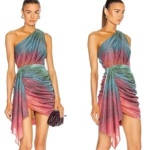 Patbo Sunset one-shoulder draped Lurex Dress sz 0 NWT